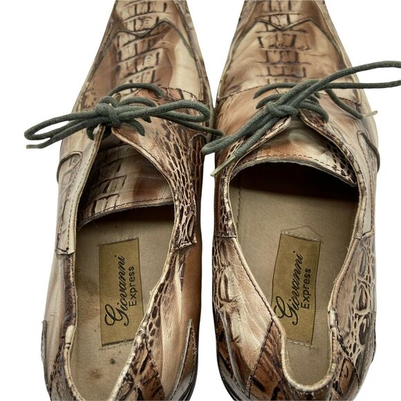 Funky Oxford Dress Shoes Vintage Giavanni Express Men Cream Brown Leather SZ 12 main image 6